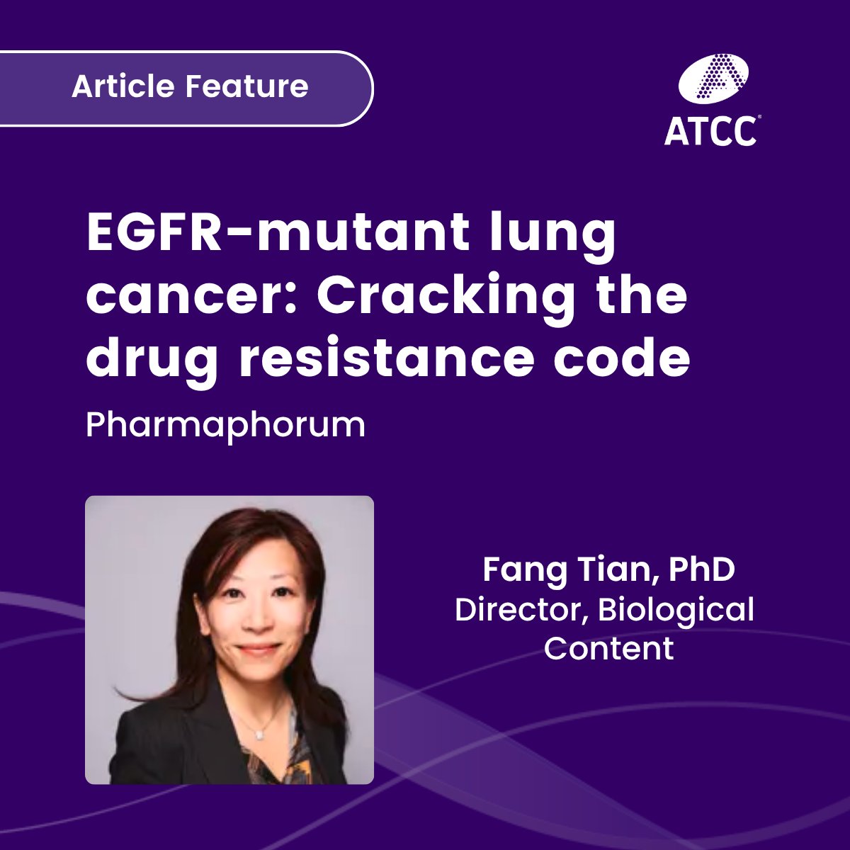 officialatcc's tweet photo. Resistance to targeted therapy is nearly inevitable for patients with EGFR-mutant lung cancer. Dr. Fang Tian breaks down how ATCC's collaboration with the Broad Institute of MIT and Harvard will help researchers change that reality, via @pharmaphorum. https://t.co/OwrbDHDDuJ https://t.co/TuEPNh2P2P