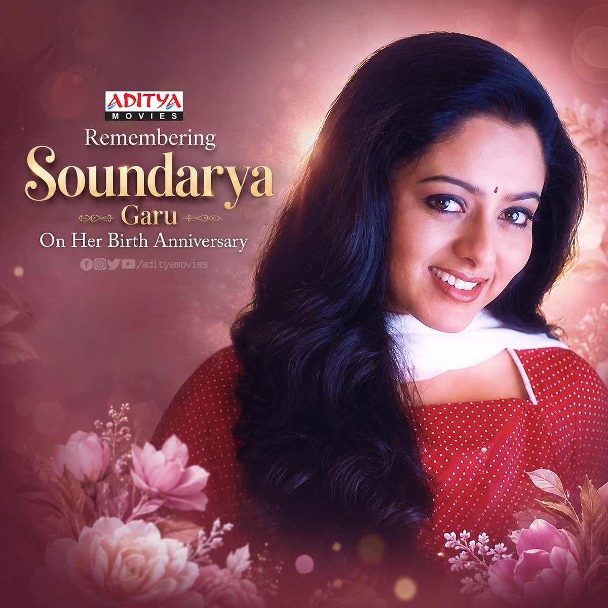 adityamovies's tweet photo. Remembering the ever-graceful Soundarya Garu on her birth anniversary! Your performances will remain evergreen forever. 🎬💫
#RememberingSoundarya #Soundarya #BirthAnniversary #AdityaMovies https://t.co/aKP4q6lWBk