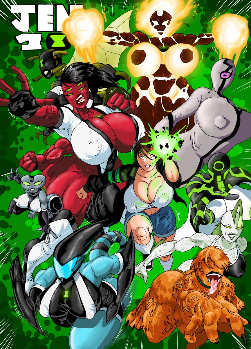 Spid3rFan0's tweet photo. Thank you all for 6000 followers. Y’all have been amazing. Thank you! And my gift to you all! 

The Jen 10 lineup ! With all revamped designs and fresh looks for you all! Comic in the works as we speak. 

#futa #Ben10 #rule34 https://t.co/Nb95KZndlA