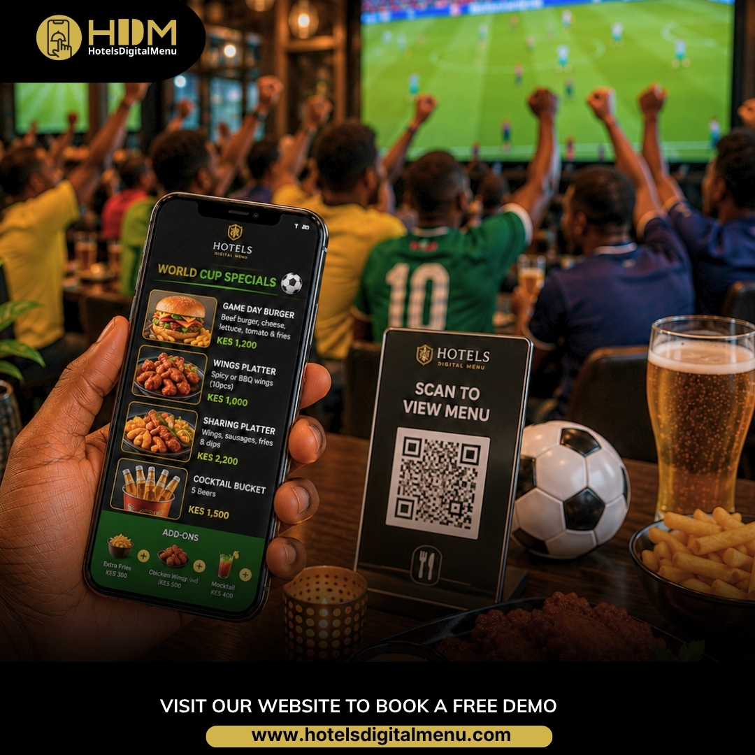 hotels_digitalM's tweet photo. Every match day is a chance to boost sales.
With Hotels Digital Menu, promote game day specials, combo offers, and premium drinks in real time all from your guests’ phones. Faster service. Bigger orders. Better hospitality.
#HotelsDigitalMenu #WorldCup2026 #HospitalityTech https://t.co/2jkzf6Ulgz