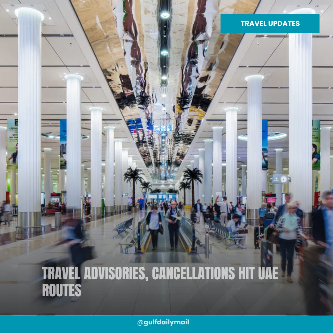 GULFMAIL's tweet photo. ⚠️ Flying from the #UAE this weekend? Several #airlines have issued #travel advisories as cancellations, delays and schedule changes continue to affect regional routes.

Check your flight status before heading to the airport.

🔗 https://t.co/tjyxXm0NKU

#Dubai #AbuDhabi #Flights https://t.co/zAVup9pVXU