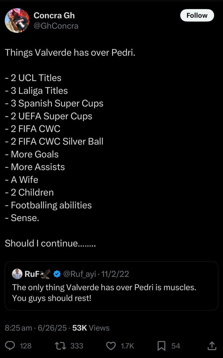 CTwum125's tweet photo. @CFCXabi4 @Bigi_Chima Things like this are why we need Spain to win. Messi vs Ronaldo will come to an end but Barca vs Madrid will stay forever https://t.co/Szb3Q2aZud