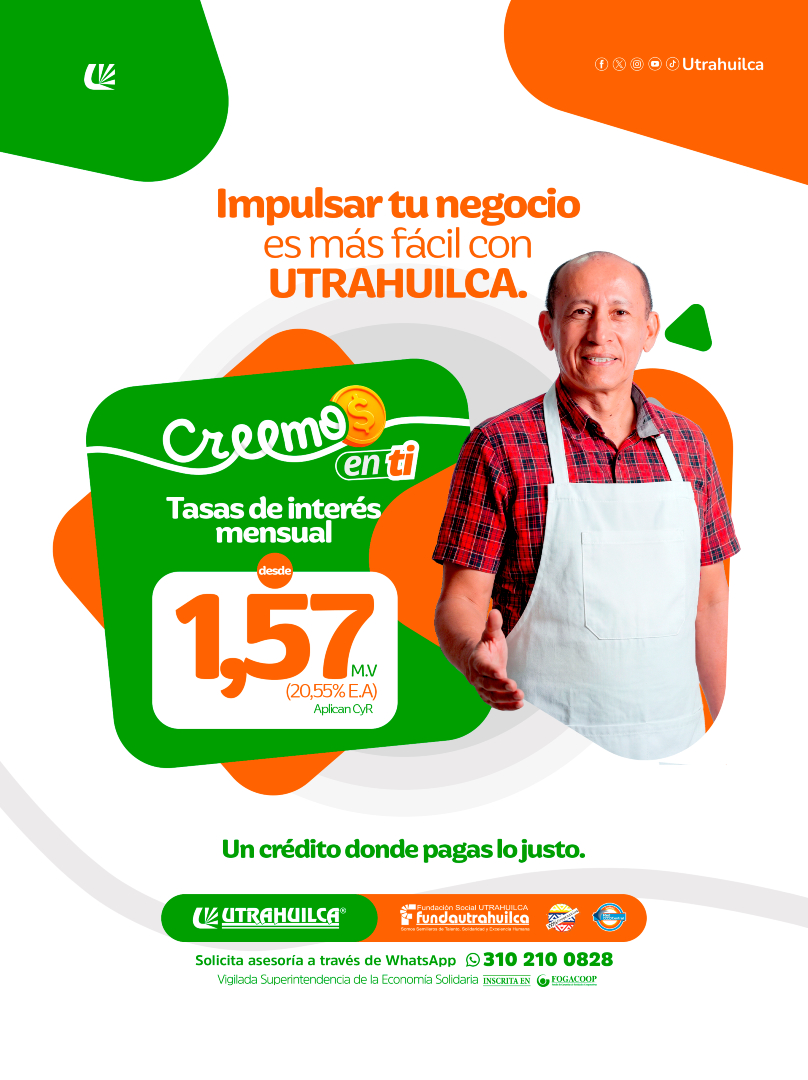 Utrahuilca's tweet photo. 🤝¡En UTRAHUILCA te acompañamos en cada paso! Solicita ya tu crédito y conoce todo nuestro portafolio de soluciones, diseñado para impulsar tus metas. https://t.co/hVH5Bzp4aZ