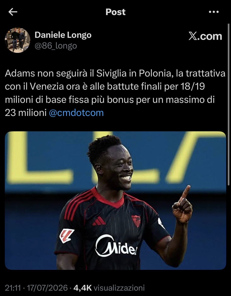 OOCDL's tweet photo. Il Siviglia chiede 12M€ (10 Luglio) ma la trattativa è ancora alle battute finali  (17 Luglio) nonostante un offerta di 23M€ 

Simply Congo 🇨🇩 https://t.co/t0DHLqhhdy