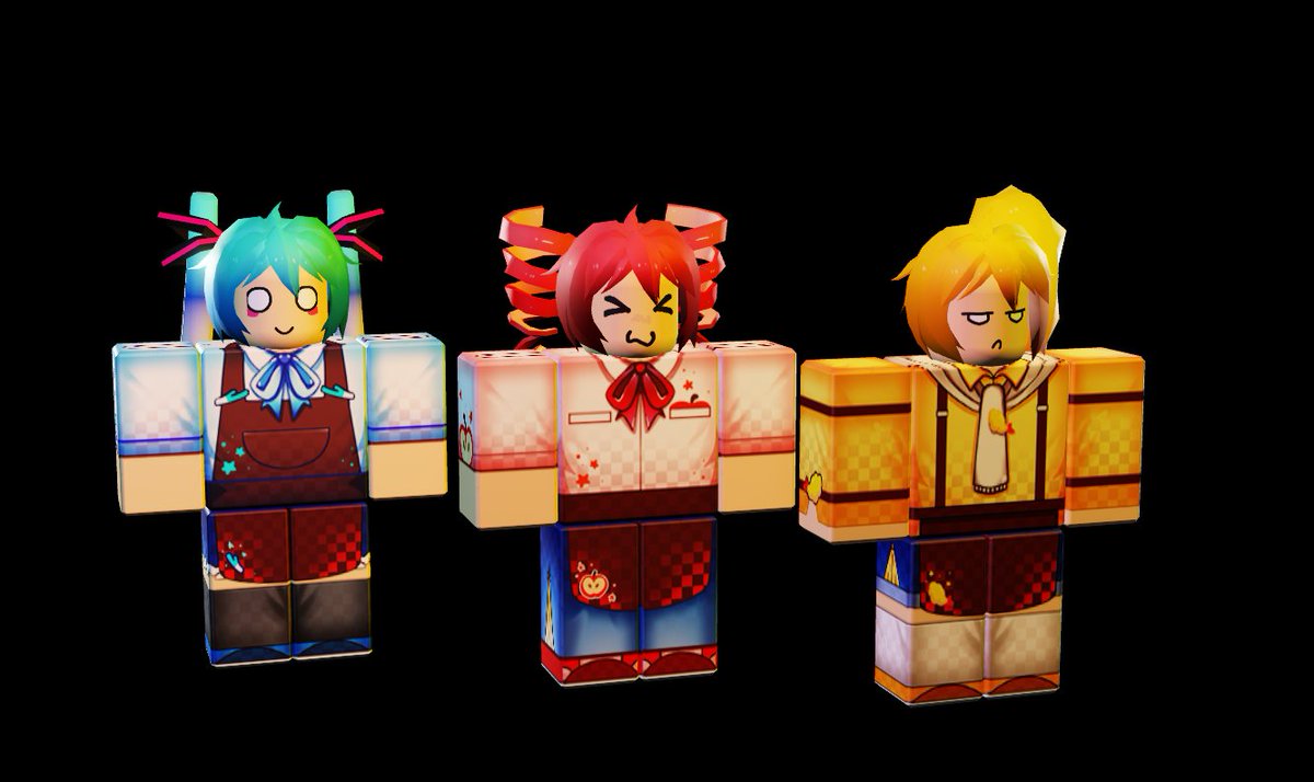 4it3dm1's tweet photo. Vocaloid Foodies UGCS! 🧅🍎🍤
Onion Miku, Apple Peel Teto and Tempura Neru!
3D Model and clothes made by @LeeW011

link in replies! 👀
#robloxdev #Roblox #Robloxart #Robloxugc #HatsuneMiku #kasaneteto #akitaneru https://t.co/VGNkrjNT8I