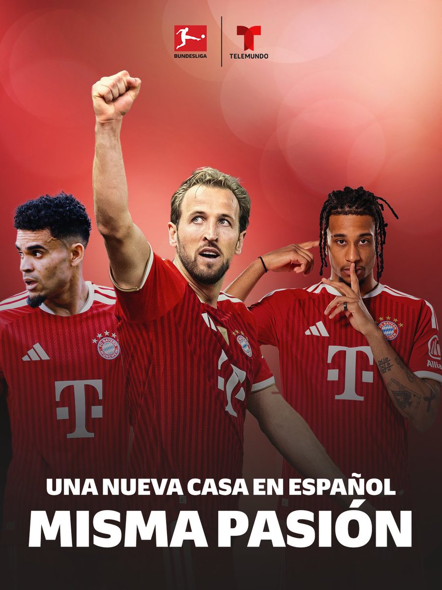 FCBayernUS's tweet photo. The new home of the Bundesliga in the United States 🇺🇸 

Watch FC Bayern live on USA Network and Fandango in English, as well as  Telemundo in Spanish! 📺 https://t.co/Rw7m9lrBiR