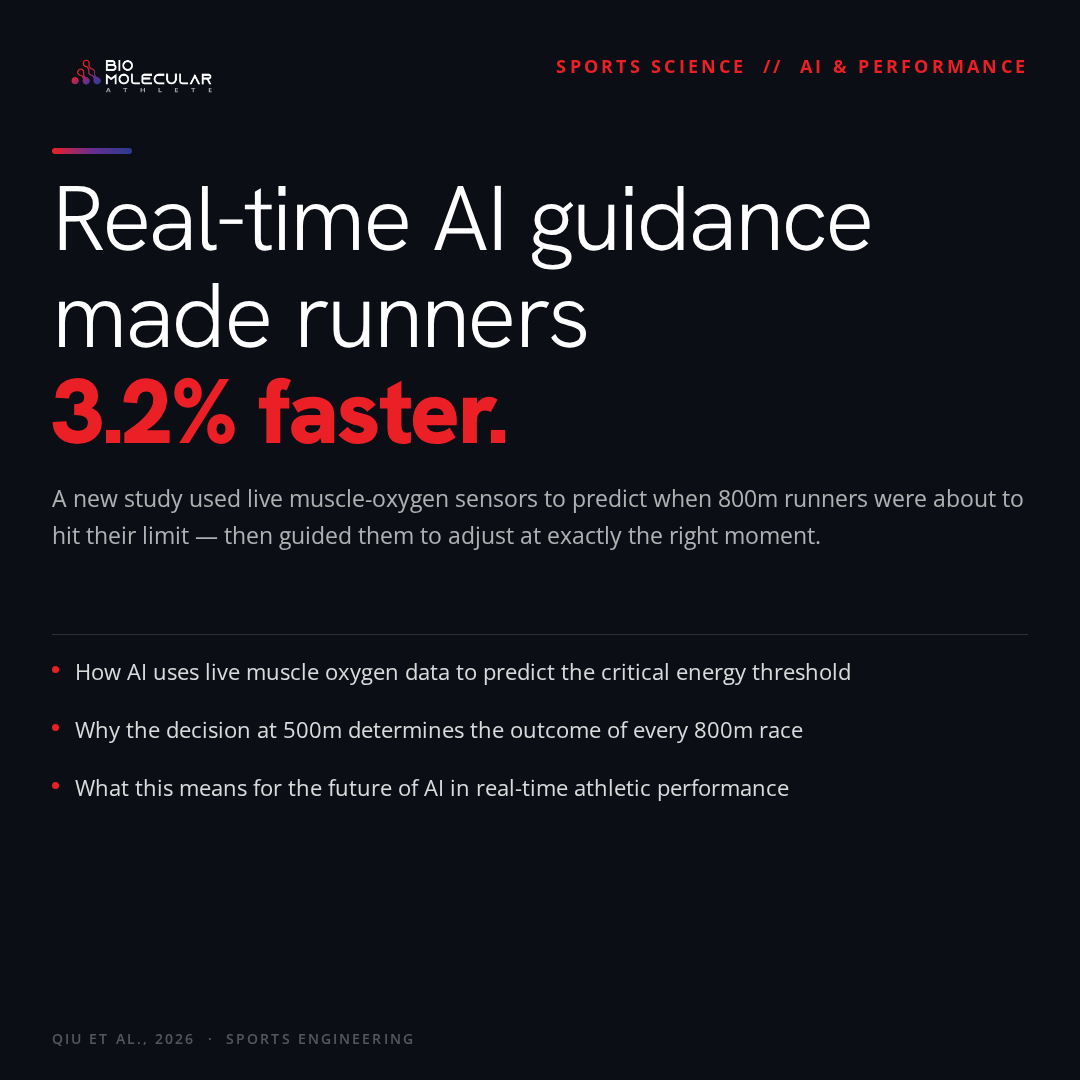 DrAndyGalpin's tweet photo. The 800m is one of the hardest races to pace. 

You're burning finite anaerobic fuel you can't replenish — miscalculate and the race is over. 

A new study asked: can AI tell you when to change your cadence in real time? https://t.co/A65k1jx7zp