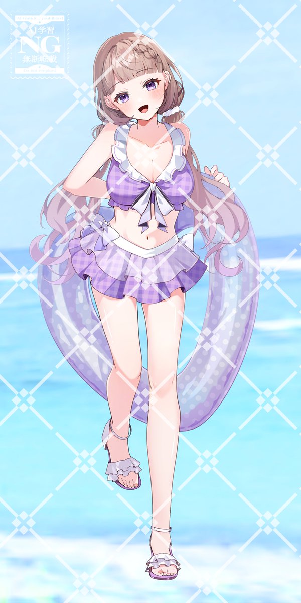 水着の女の子の絵 　絵画　としなりゆき 水着の立ち絵をゆきじるしちゃん@yukijirushi_Vt に描いていただきました✨