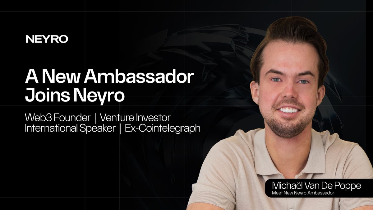 Neyro_network's tweet photo. A new Ambassador joins Neyro  

Michaël van de Poppe @CryptoMichNL
— Web3 Investor and Founder at @MNFund_ &amp; @MNCapital_vc
— Host at @new_era_finance Podcast 
— International Speaker with 1M+ audience worldwide   
Welcome aboard!  

Follow @Neyro_network, big things are up ahead https://t.co/KsyE3hEKtD