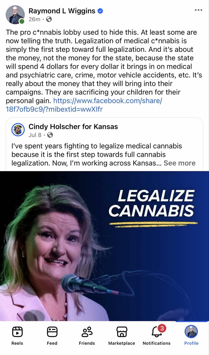 rlwiggins's tweet photo. The pro c*nnabis lobby used to hide this. At least some are now telling the truth. Legalization of medical c*nnabis is simply the first step toward full legalization. They are sacrificing your children for their personal gain. https://t.co/AbzqiJcYcp
18f7ofb9c9/?mibextid=wwXIfr https://t.co/Z5rZyexItb