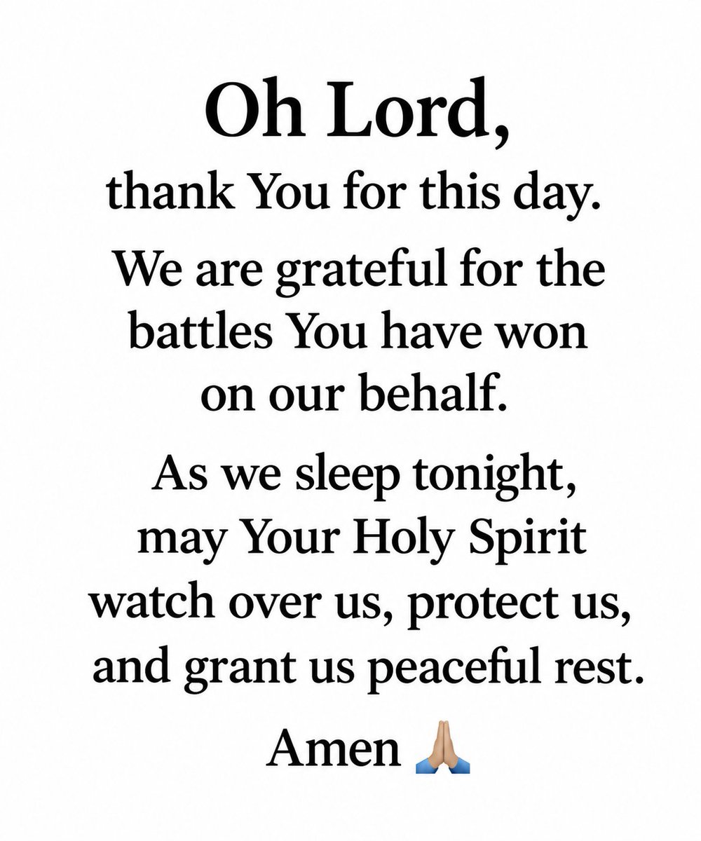 EbenuwaO's tweet photo. Oh Lord, thank You for this day. We are grateful for the battles You have won on our behalf. As we sleep tonight, may Your Holy Spirit watch over us, protect us, and grant us peaceful rest. Amen ЁЯЩПЁЯП╜
#TrustinGod #TheAlmighty https://t.co/FzSC9Vnsta