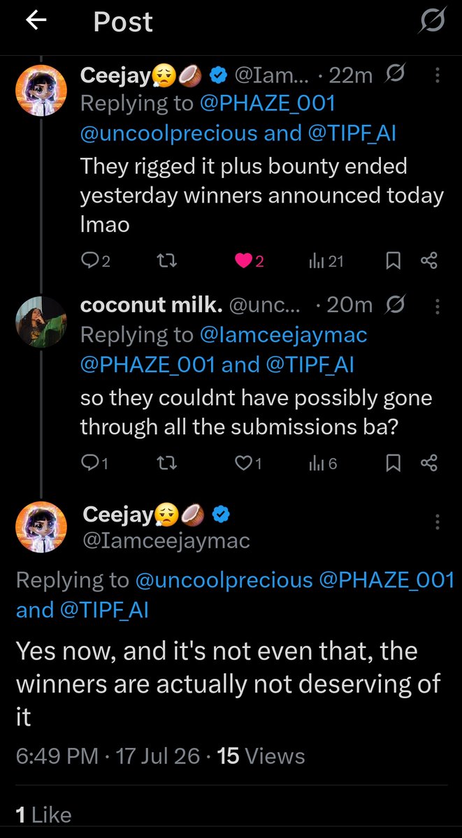 uncoolprecious's tweet photo. hey @SuperteamEarn, genuine question..

can you share what criteria decided placements for the @TIPF_AI bounty? format vs research depth vs originality, how were those weighted?

asking because some of us put time into research written work, and it'd help to know how it's scored. https://t.co/Jf5AWLv9Pq