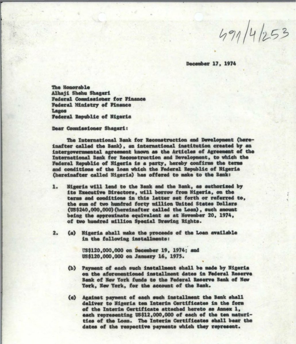 ruffydfire's tweet photo. The letter showing how Nigeria will lend more to the world bank in the 70s

Today that country begs world bank https://t.co/aFevOljZ29