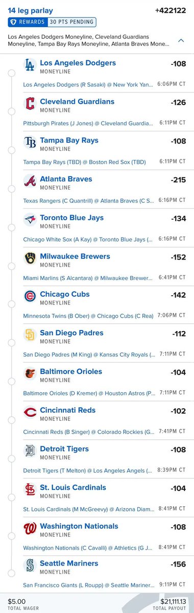 thepropdealer's tweet photo. My model has two more parlays for tonight...

⚾️ Totals @ +800,000
💵 $5 pays $40,000
🔗 https://t.co/ynnsGB9vfF

⚾️ Moneylines @ +420,000
💵 $5 pays $21,000
🔗 https://t.co/SgLIDIURwj https://t.co/FcJHJkKglF