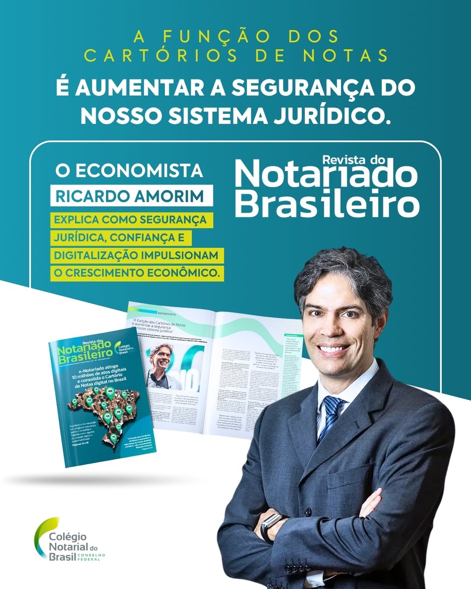 CNB_CF's tweet photo. Como segurança jurídica e digitalização impulsionam a economia?

Na Revista do Notariado Brasileiro, Ricardo Amorim explica como os Cartórios de Notas fortalecem a confiança, reduzem riscos e contribuem para o desenvolvimento.

📖 https://t.co/G7MU9CLdEA https://t.co/VqV2HRfqh0