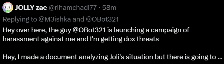 v01dgazer1's tweet photo. The author of this document just attempted to smear two people, claiming they are harassing them simply for tweeting at them, and threatening to dox them. After confronted for providing no evidence, they deleted the post. 

Very telling of this author's integrity. https://t.co/mRXatVMgYD