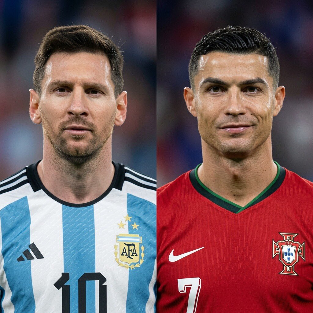 TheMikeCFC's tweet photo. Yo @grok — time to cook. Swap Messi &amp; Ronaldo’s hair but keep the faces the same. 

Let’s go! 🔥 https://t.co/nYoFDUdeoA