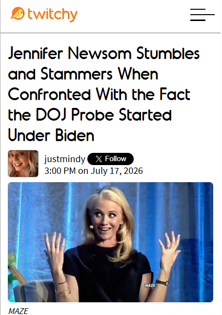 TwitchyTeam's tweet photo. Jennifer Newsom melts down when confronted with facts and it's a must see

https://t.co/crHeIojB1D https://t.co/mmTU1HpEhB