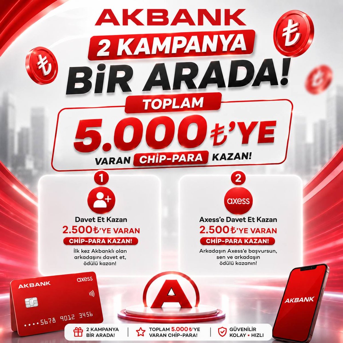 kaanzzcrypto's tweet photo. 💵Akbank’ta 2 Kampanya Bir Arada Toplam 5000₺ Kazan!

Akbank’ın Yeni ve Mevcut kullanıcılarında katılabileceğiniz 2 farklı kayıt-davet kampanyasından aynı anda faydalanarak toplamda 5000 TL kazanma fırsatını kaçırmayın! 🎉  

Detaylar Yorumda da👇 https://t.co/R5TBg650Dy