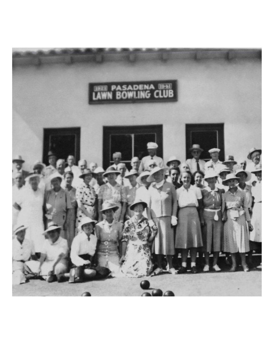 PasadenaGov's tweet photo. Located on the southeast corner of Central Park, the Pasadena Lawn Bowling Club (275 S. Raymond Ave.) is widely regarded as the birthplace of lawn bowling in Southern California. The club emerged at a time when Pasadena had become a favored winter destination for visitors from colder regions, particularly Canada and the United Kingdom, many of whom brought with them a strong tradition of the sport. A group of local enthusiasts successfully petitioned the City Board of Directors to establish a green in Central Park, and by 1920 construction of the south green was underway. The club was formally dedicated on June 30, 1921, with music provided by the Pasadena Fire Department Band and the Scottish Kiltie Bagpipe Band. As membership grew, so did the need for a permanent clubhouse. Noted Pasadena architect Wallace Neff donated the plans, and construction began in 1927, followed by an expansion in 1930. The clubhouse was built entirely through community contributions at a cost of $4,000 and subsequently deeded to the city. Free lessons are offered on Saturday mornings. Thanks to the community member who submitted this story to the project. Click the link in our bio to tell us about the people, places, and stories that are important to you. #historicplacespasadena #completingourstory

Pictured: Image #1: Pasadena Lawn Bowling Club, 1927. Image #2: Pasadena Lawn Bowling Club, 1941. Courtesy: Pasadena Lawn Bowling Club. @pasadenalawnbowling  
Image #3: Robert Cringer, 1926. Source: Los Angeles Public Library, Herald Examiner Collection.