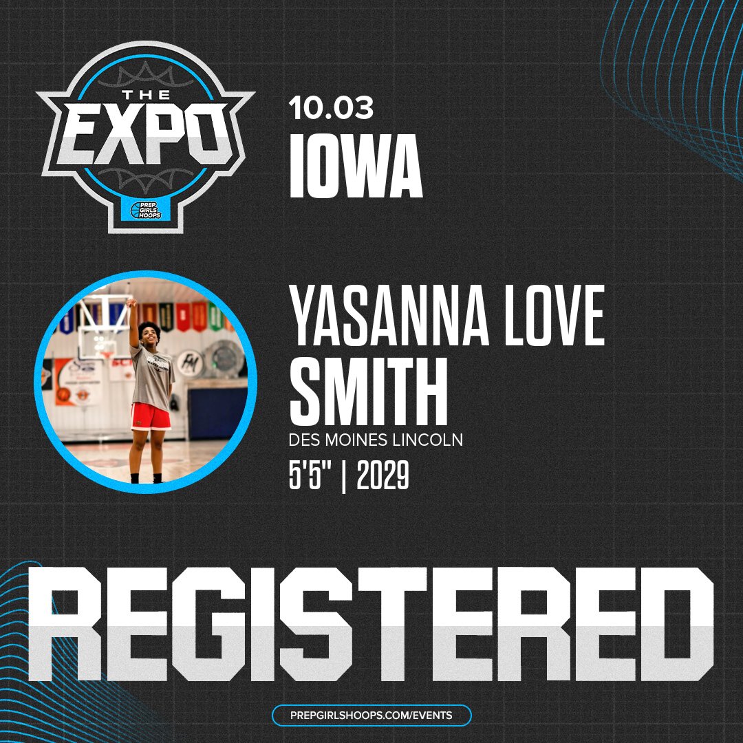 PGHIowa's tweet photo. Welcome Class of 2029 Yasanna Love Smith (@theelovesisters) of Des Moines Lincoln HS to the @PGHIowa Showcase @ Kingdom Hoops Basketball. 

🔥🏀 #PGHExpoIA 🏀🔥

Register NOW! 👇  
https://t.co/YfKLRoki6c https://t.co/UfoMex1cvW