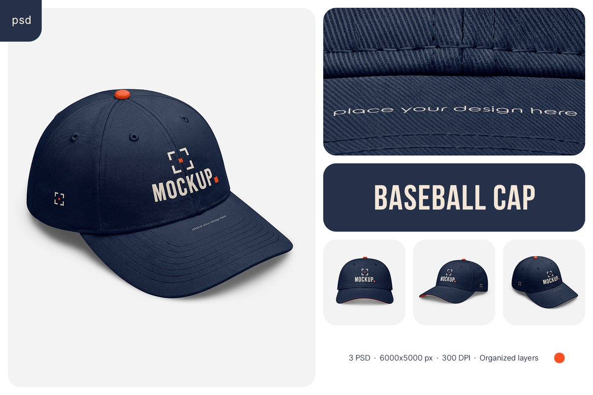 country4k's tweet photo. Present your design from detailed angles with Baseball Cap Mockup Set. This mockup gives your artwork a realistic shape and a professional finish. The structured crown, curved visor, stitched panels, eyelets, and fabric texture reveal every important detail.

#country4k #mockup https://t.co/Cqgab5cjEe