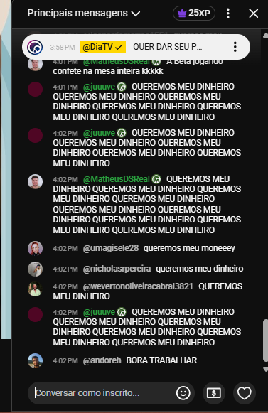 gritoberro's tweet photo. passo mal que sempre que o pravas atrasa 1 minuto todo mundo comenta queremos meu dinheiro no chat
#pravariar https://t.co/zCRkHxyu6J