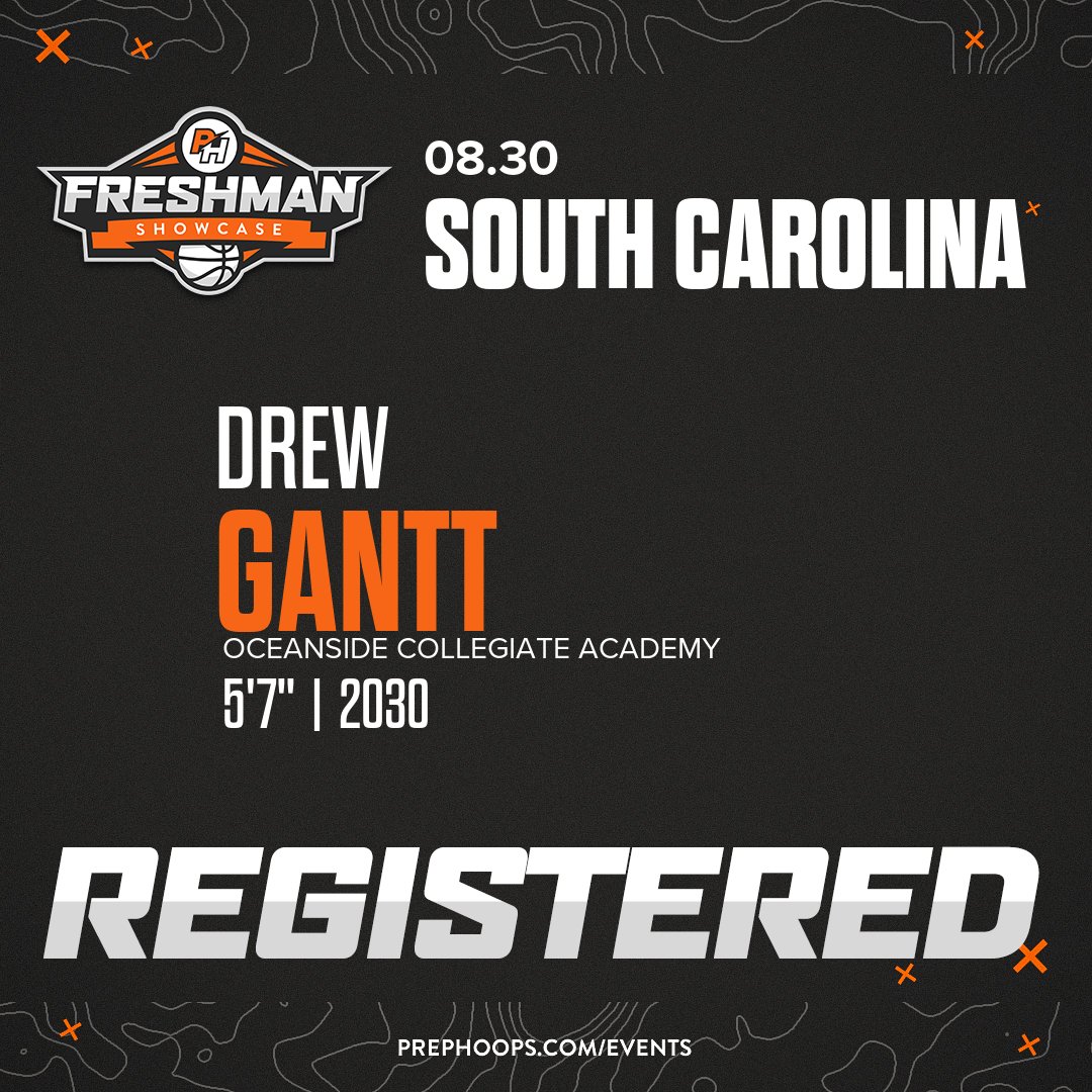 PrepHoopsSC's tweet photo. Welcome Class of 2030 Drew Gantt (@TheDrewGantt) of Oceanside Collegiate Academy HS to the @PrepHoopsSC Showcase @ Rock Hills Sports &amp; Event Center. 

🔥🏀 #PHFreshmanShowaseCAR 🏀🔥

Register NOW! 👇  
https://t.co/tBsfiLt31S https://t.co/U3fDo2sjKC
