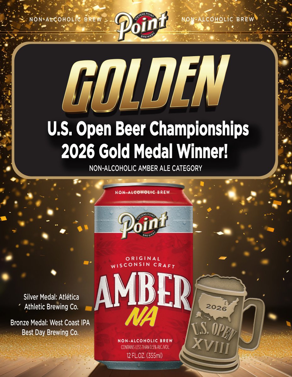 pointbrewery's tweet photo. Cheers from afar! Point Amber NA took home a gold medal at the U.S. Open Beer Championships! On top of that Point Midnight won a bronze medal! https://t.co/TsMJid202p