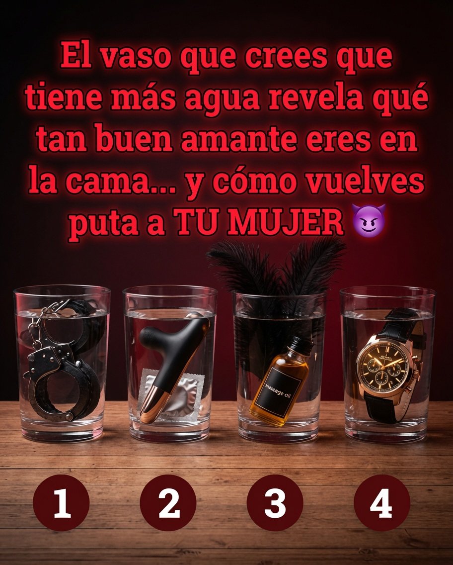 mividadepecados's tweet photo. El vaso que crees que tiene más agua revela qué tan buen amante eres en la cama… y el nivel de puta en que puedes convertir a TU MUJER 😈
Mira la imagen y elige tu vaso (1 al 4) https://t.co/SybZxgeRA1