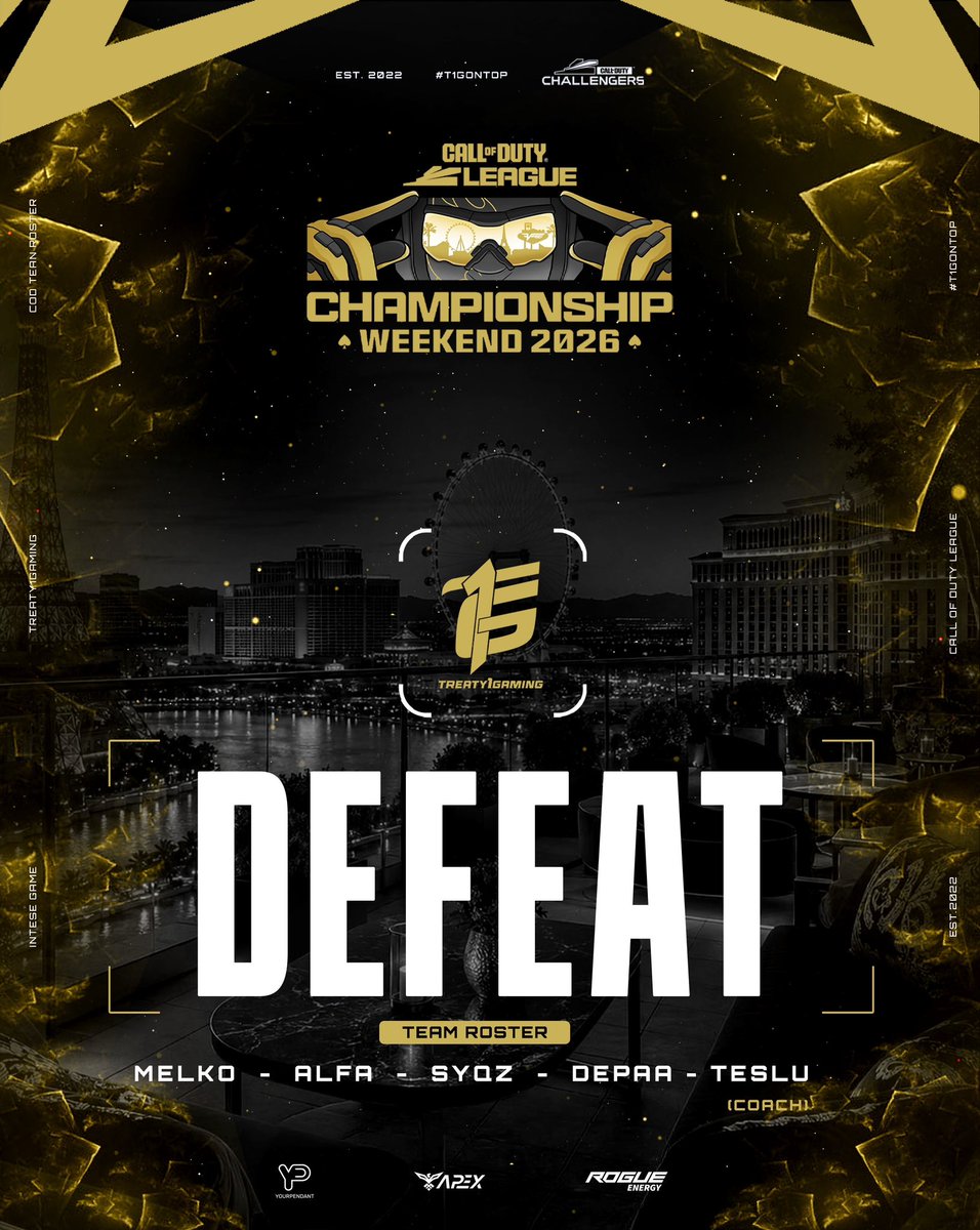 T1Gesports's tweet photo. 🚨Challengers Champs 2026🚨

GGs!🤝@OMiTGG, we lost the series 3-0 and will fall to the lower bracket. We play @DecimateGG to keep our champs run going.🫡

⚫️@Melko_
🟡@AlfaaFL (@OMiTGG)
⚫️@ssyqz
🟡@RMDepaa

🧠@Teslu_

#T1GonTop | #Challengers2026 https://t.co/5jkzHAMpuX