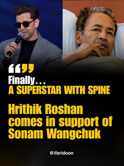 SauravDassss's tweet photo. Hrithik Roshan has done what a citizen ought to do. He has much to lose but that he has shown spine is praiseworthy. I told you—people are increasingly losing their fear of this government. Time’s Up for them! https://t.co/u5GpnCl4HE
