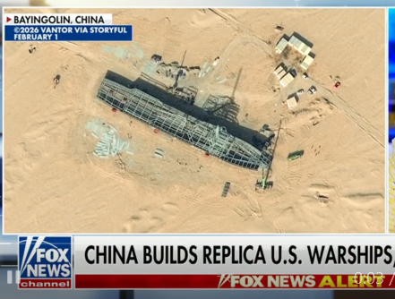SaltyGoat17's tweet photo. China is building detailed replicas of United States military warships in the desert...

Now why exactly would they be doing that do you think? https://t.co/pm3PbFNV2O