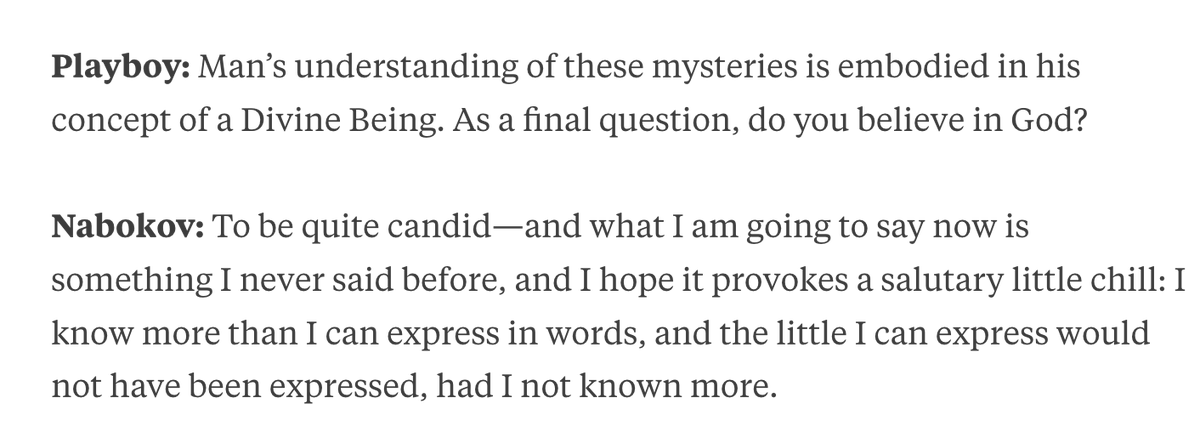SamBuntz's tweet photo. Vladimir Nabokov on the existence of God: https://t.co/38NaJ9OdJI