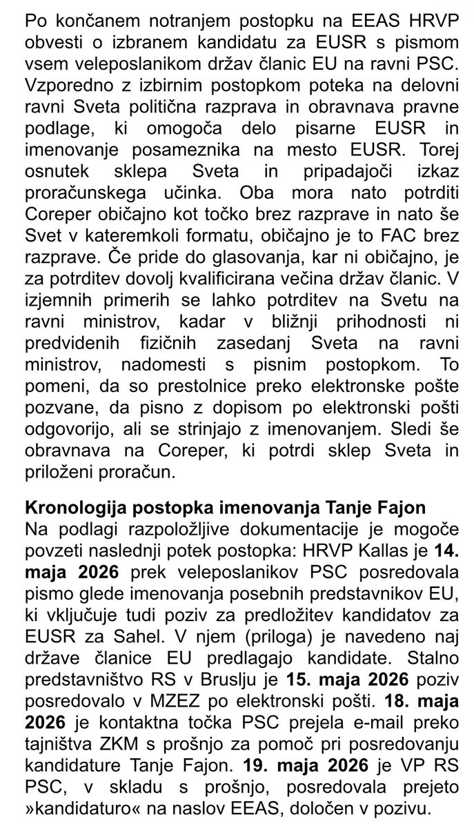 BojanPozar's tweet photo. ‼️ Celotno poročilo @MZEZ_RS o sporni kandidaturi @tfajon za Sahel: zdaj je že jasno, v resnici sploh ni šlo javni razpis, predlagala jo je namreč kar njej podrejena generalna sekretarka na zunanjem ministrstvu. ⬇️ https://t.co/tWjiN58ar3
