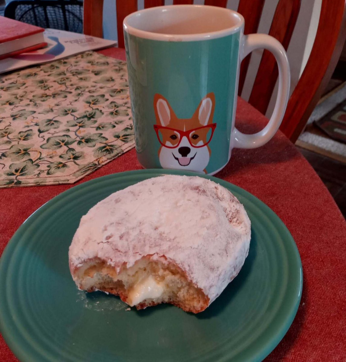 suejayneb's tweet photo. Fresh paczki, strong coffee. Breakfast of champions! 🤗 (And I'll be walking it all off later today, so, no guilt.) https://t.co/nDeB7DyXhK