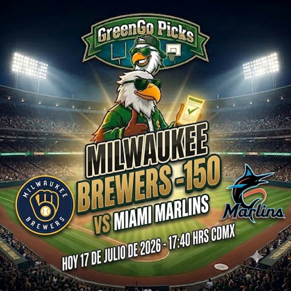 greengopicks's tweet photo. 🚨 FREE PICK DEL DÍA 🚨

MILWAUKEE BREWERS -150 💰

Brewers vs Marlins
Hoy 17 de Julio de 2026 | 17:40 HRS. CDMX

¡El Águila de GreenGo Picks ya soltó su pick ganador! 🔥

Los Brewers llegan con todo y son nuestra mejor apuesta del día en este duelo.

¿Quieres más picks seguros y de alto porcentaje en MLB, NBA, NFL y más?

👉 ¡Sube de nivel con nuestros paquetes PREMIUM VIP y empieza a ganar en grande!

📲 Contáctanos por WhatsApp y pide tu paquete ahora:
https://t.co/8dPjks0XGv

#GreenGoPicks #MLB #Brewers #Marlins #FreePick #ApuestaGanadora
