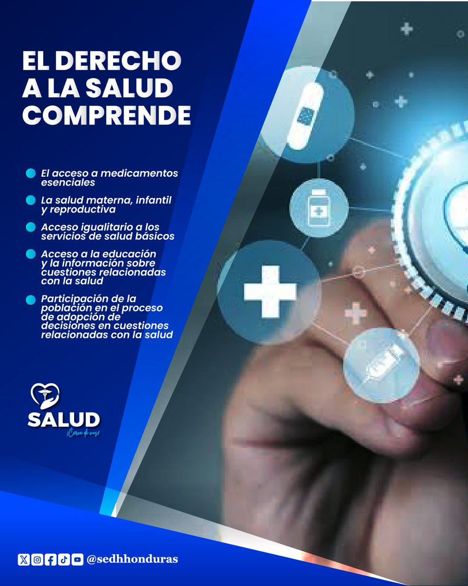 sedhHonduras's tweet photo. Cuando hablamos del derecho a la salud, hablamos de mucho más que consultas médicas. 
Hay mucho más detrás de este derecho de lo que imaginas. 👇💙 https://t.co/FKxRNIMKGr