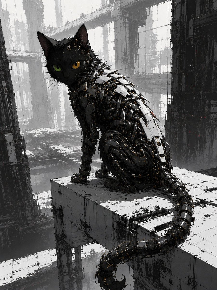 DjangoUnchain06's tweet photo. In a city that never ends, even chaos evolves. Some machines obey. IWRU never will. 🐈⬛⚙️
#IWRU #Monad #UnchainedLab #BiomechanicalArt https://t.co/GIz9Z0vY49