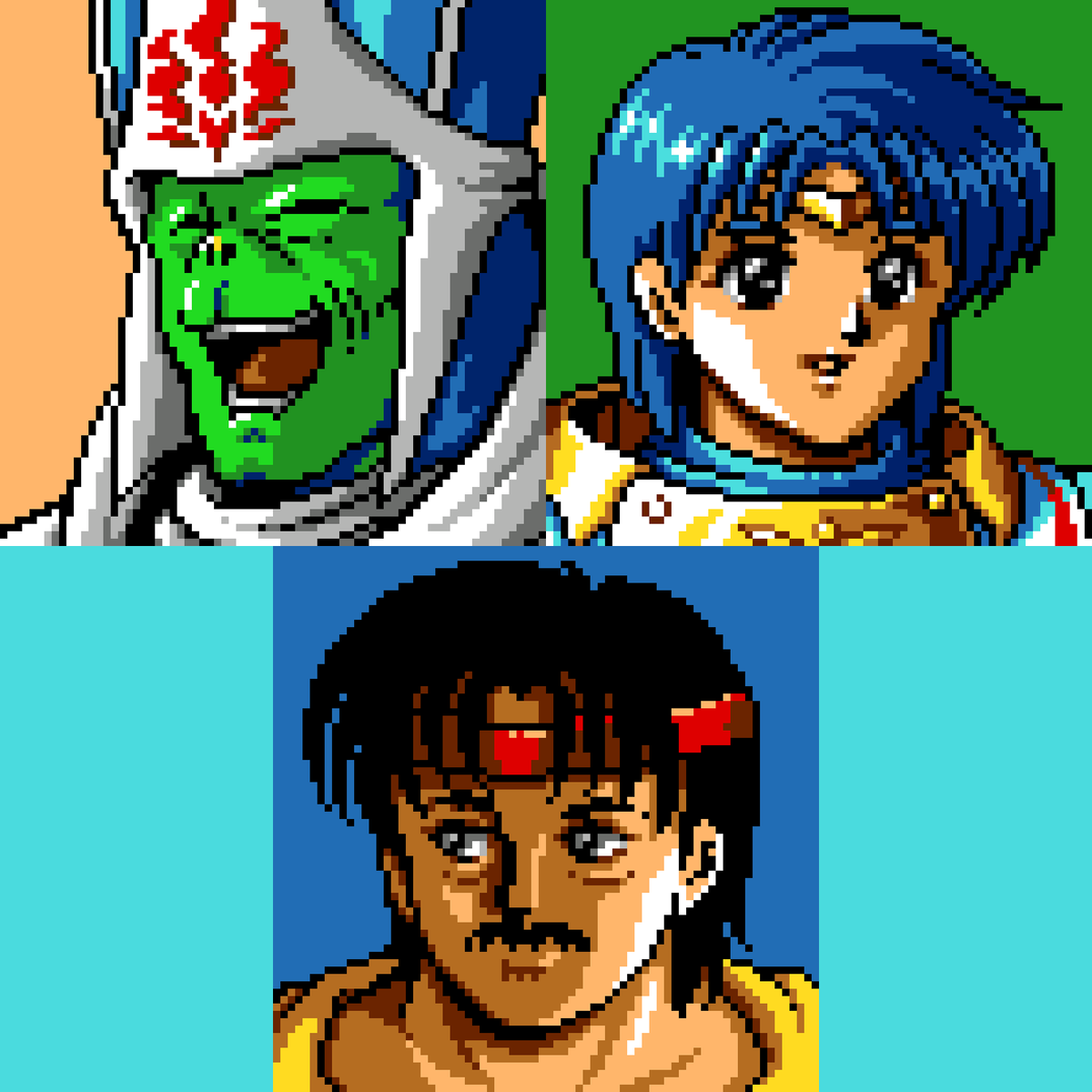 FantasyAnime's tweet photo. Character portraits in Phantasy Star IV (Genesis/Mega Drive) https://t.co/HEUHo0yggf