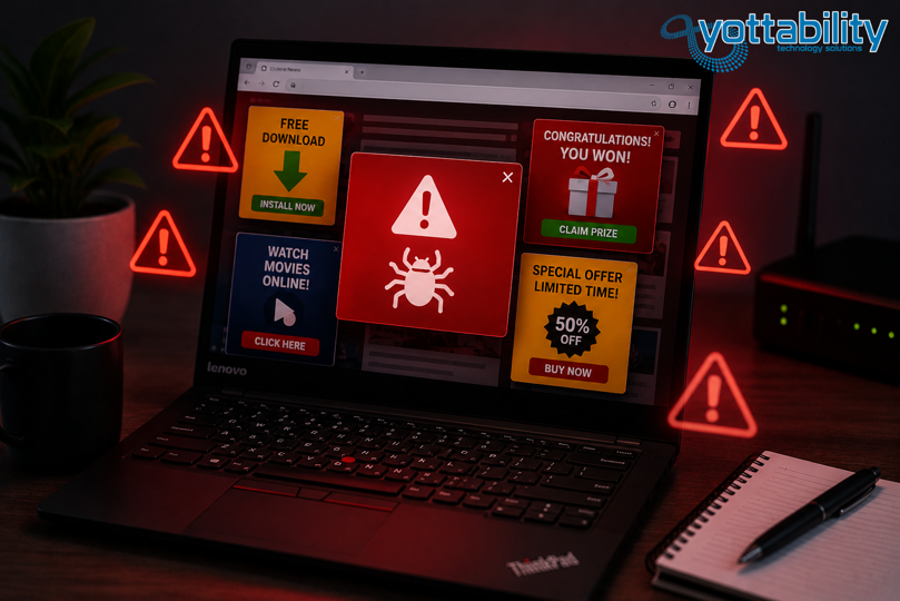 Yottability's tweet photo. Malvertising and Adware 

Not Every Ad Is Safe. That "Free Download" button or software update notification could be hiding malware designed to infect your devices and steal information.  
Click here to learn more:  
https://t.co/rIopDMcHZF https://t.co/6ipoIPiJ7P