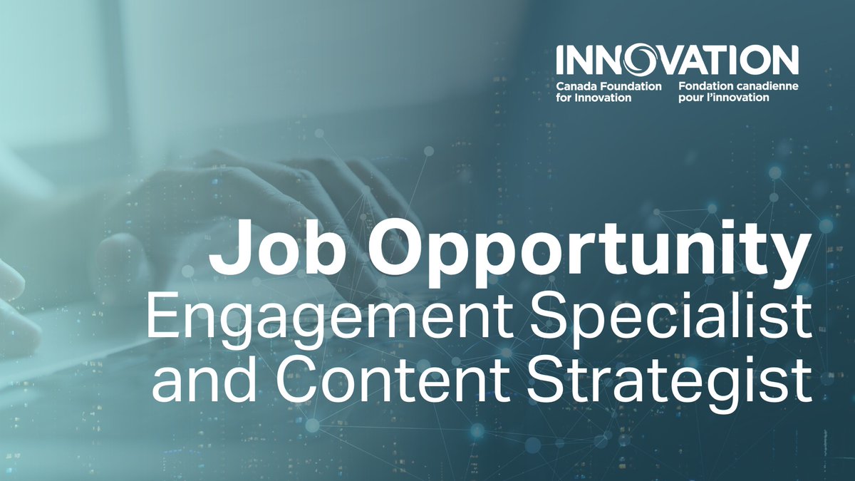 InnovationCA's tweet photo. We're hiring an Engagement Specialist &amp; Content Strategist! 📢
Join the CFI team to help grow the Research Facilities Navigator platform connecting researchers and industry and supporting engagement with global initiatives.
https://t.co/Sb2abYiyCs 

📍 Ottawa (hybrid)
📅 August 3 https://t.co/toRnzVWNN9