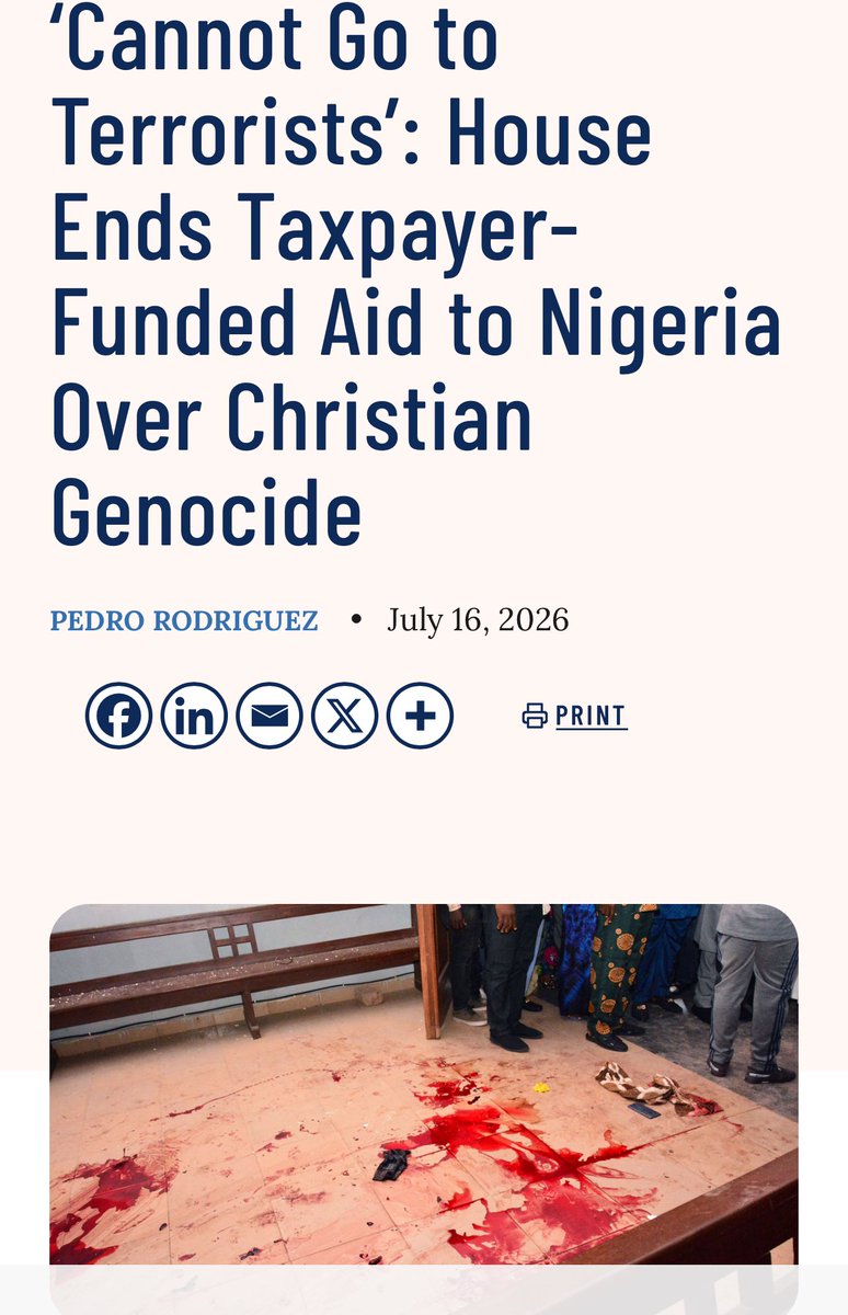BRGIEinfoMinist's tweet photo. Thanks to @RepGregSteube for taking the lead. 
According to UN News, Islamic radicals have kidnapped, slaughtered, and displaced over 3.5 million Christians in the country.
The amendment introduced by Rep. Greg Steube, R-Fla., was approved by a voice vote on Wednesday and was added to the fiscal year 2027 State Department spending bill.
The House later passed the State Department spending bill 217-to-209.
“Nigeria’s government failed to protect Christians and other religious minorities from years of violence and terrorism carried out with impunity,” Steube told the Daily Signal.
“American taxpayers should never bankroll a government that looks away while Christians are abducted, tortured, and killed, particularly with our national debt nearing $40 trillion. Foreign aid cannot go to terrorists,” he continued.