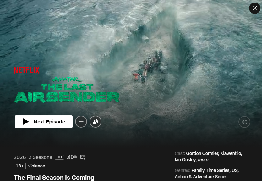 selapark_32's tweet photo. 12. Avatar: The Last Airbender S2 (2026)
Fantasy/Action https://t.co/TfTYu2GZ5n