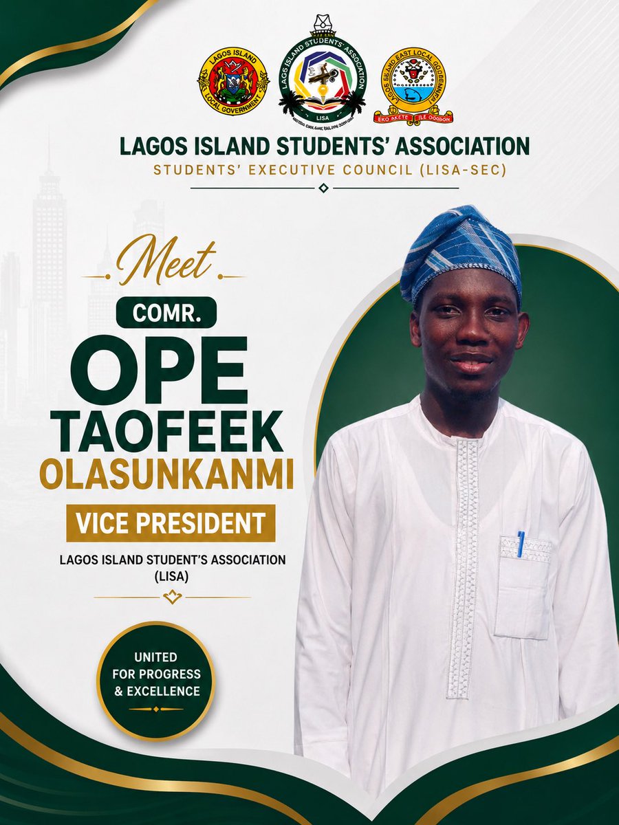 LISA_SEC's tweet photo. MEET COMR. OPE TAOFEEK OLASUNKANMI @Nurul_Ashile, 1ST VICE PRESIDENT LAGOS ISLAND STUDENT’S ASSOCIATION 

Announcer:
COMR. BAJULU JAMIU OYEWOLE (BJO)
1ST PUBLICITY SECRETARY LAGOS ISLAND STUDENT’S ASSOCIATION 
#studentsleadership #aluta #nigerianstudents #lagosisland #students https://t.co/MwXHgjRB86