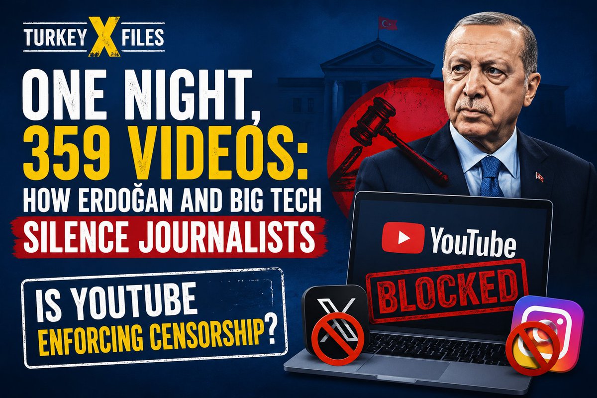 ademyarslan's tweet photo. New; 

359 VIDEOS. ONE NIGHT.

That wasn't a technical error.

It was a Turkish court order.

My investigations, documentaries, and live broadcasts disappeared from YouTube in Turkey almost instantly.

If this can happen to one journalist today, it can happen to many others tomorrow.

Watch the latest episode of Turkey X Files.

#YouTube #Censorship #Turkey #Journalism

https://t.co/MZa1Fg2tpI