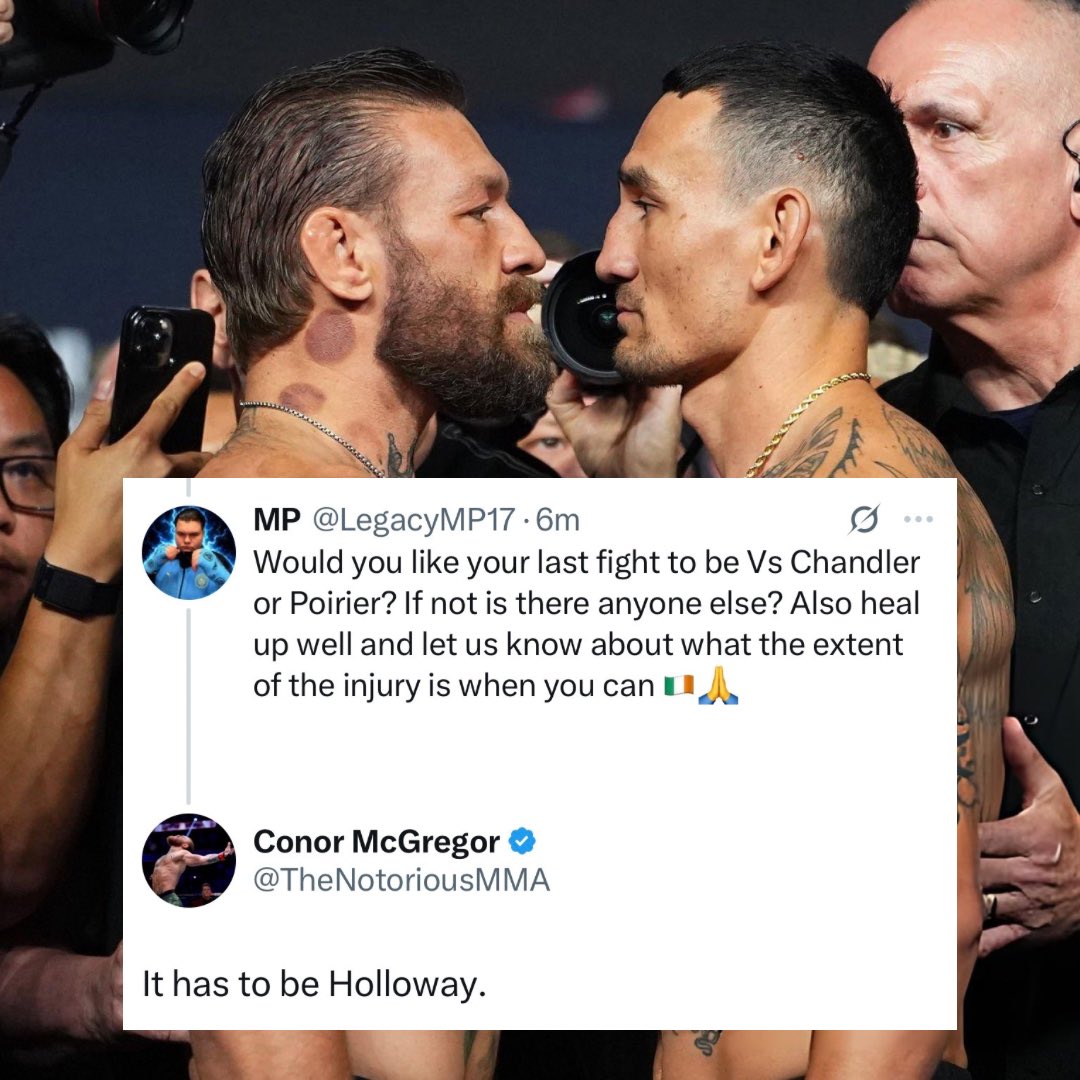 ChampRDS's tweet photo. Conor McGregor says his next fight has to be against Max Holloway https://t.co/zZxz0q9f3b