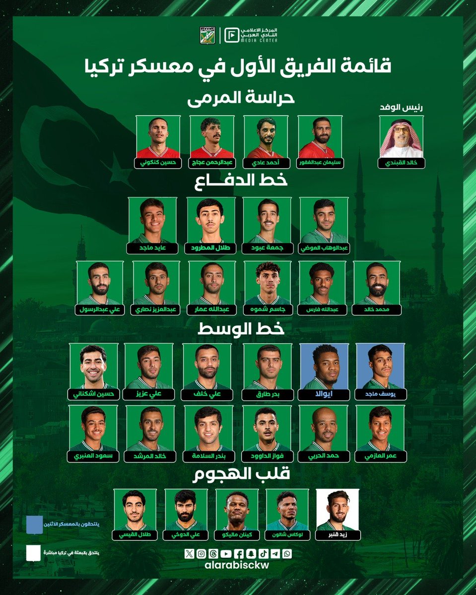 PLU90S's tweet photo. مغادرة بعثة فريق كرة القدم الأول بالنادي العربي إلى تركيا لمعسكر تدريبي 🇹🇷

#العربي https://t.co/47mfkJIVgm