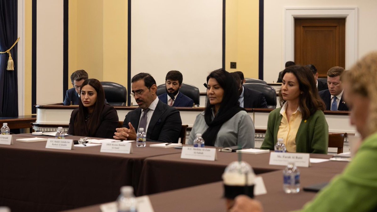 SaudiEmbassyUSA's tweet photo. HRH Ambassador @rbalsaud met with GCC Ambassadors, and the U.S. @HouseForeign. The meeting tackled matters of mutual interest and developments in the region including Iran and Yemen. https://t.co/VQF98ouKdQ