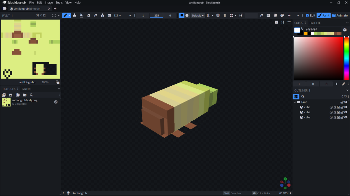 HOIP9000's tweet photo. antlion grub i made =3
#blockbench #minecraft #HalfLife2 https://t.co/vXvpY1WQtg